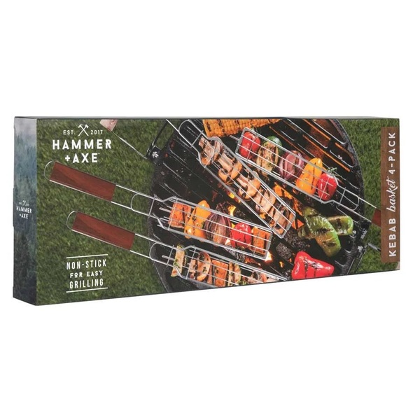 Hammer+Axe 4-Piece Kebab Basket, Non-Stick For Outdoor Grilling NWT - Picture 1 of 11